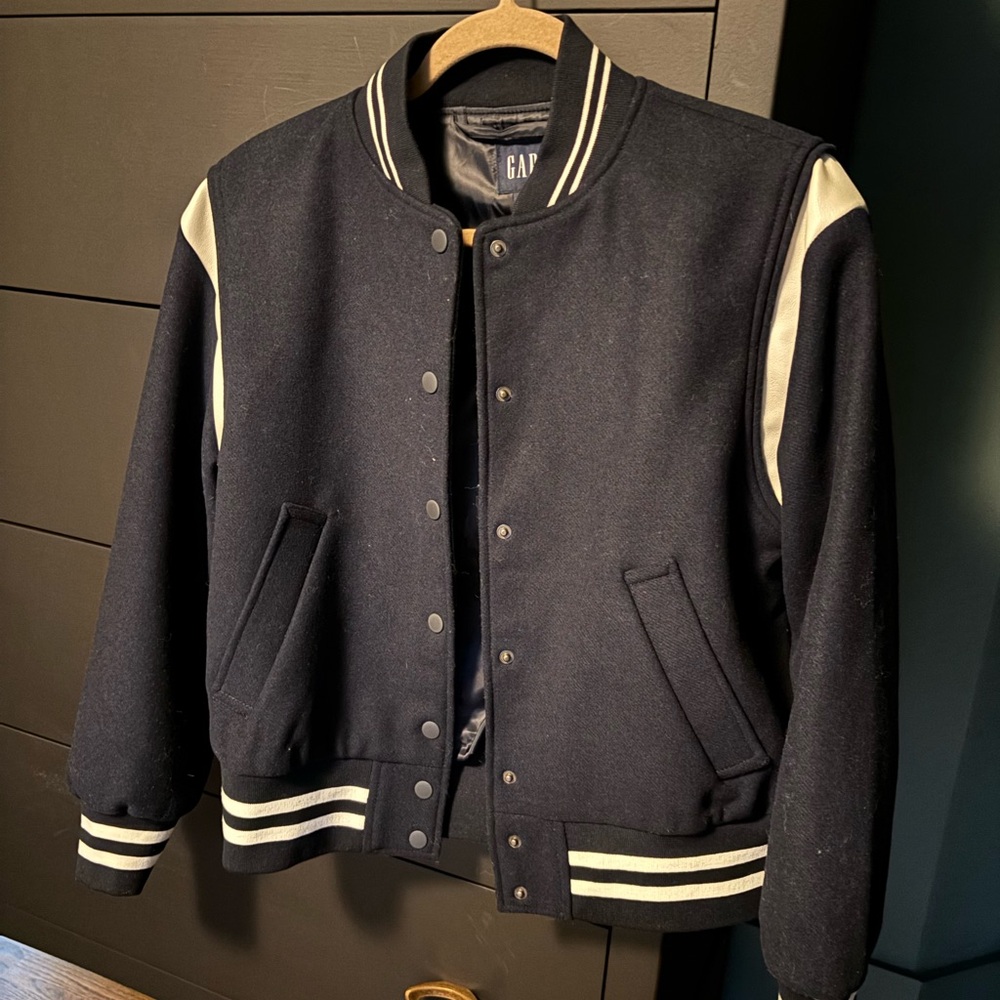 GAP women’s Varsity Jacket, bomber fit be
